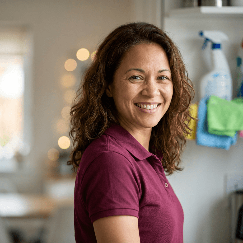 Female homeowner in her late 60s with a warm smile