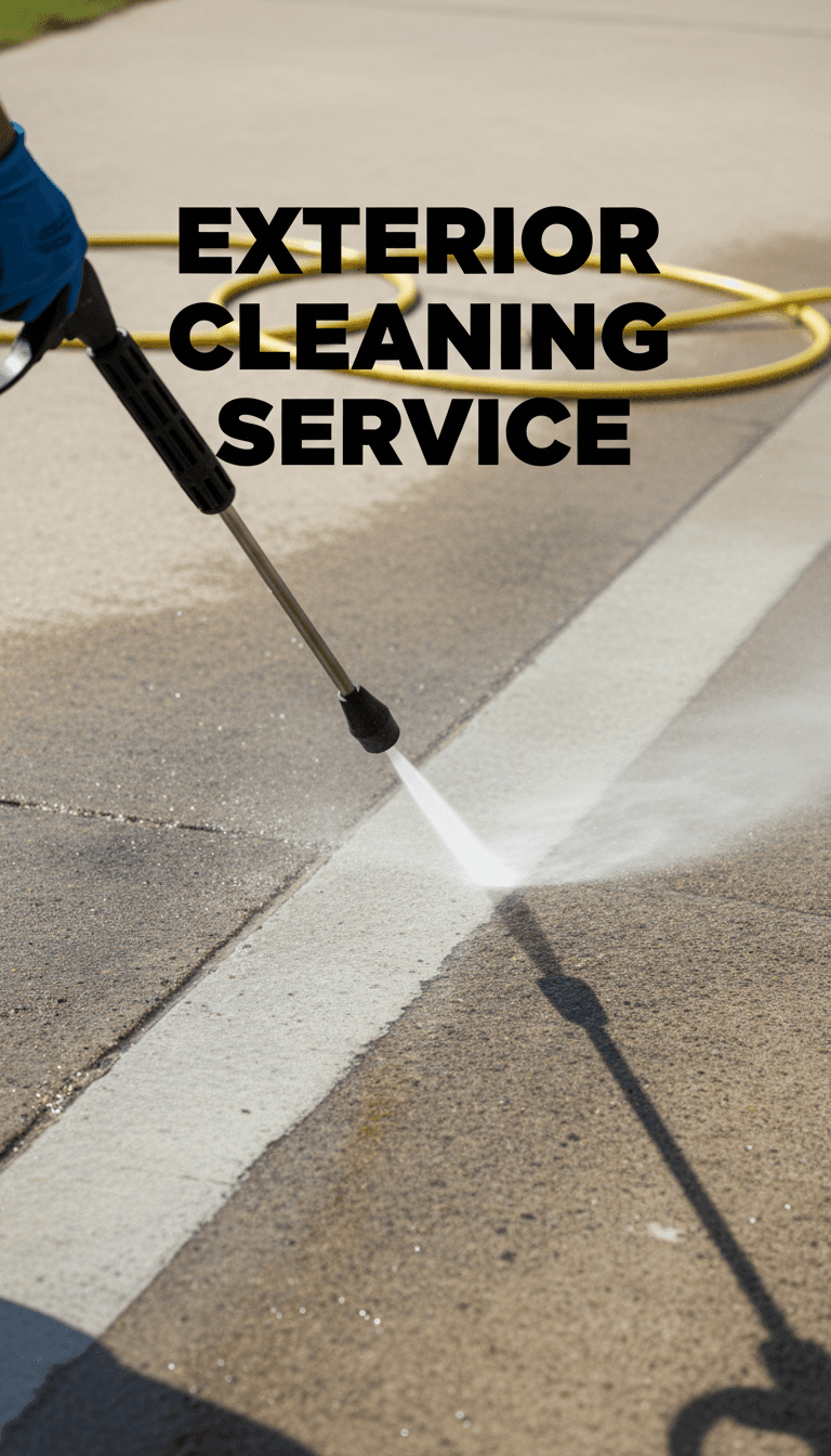 Pressure washer cleaning a concrete driveway in Northern Michigan