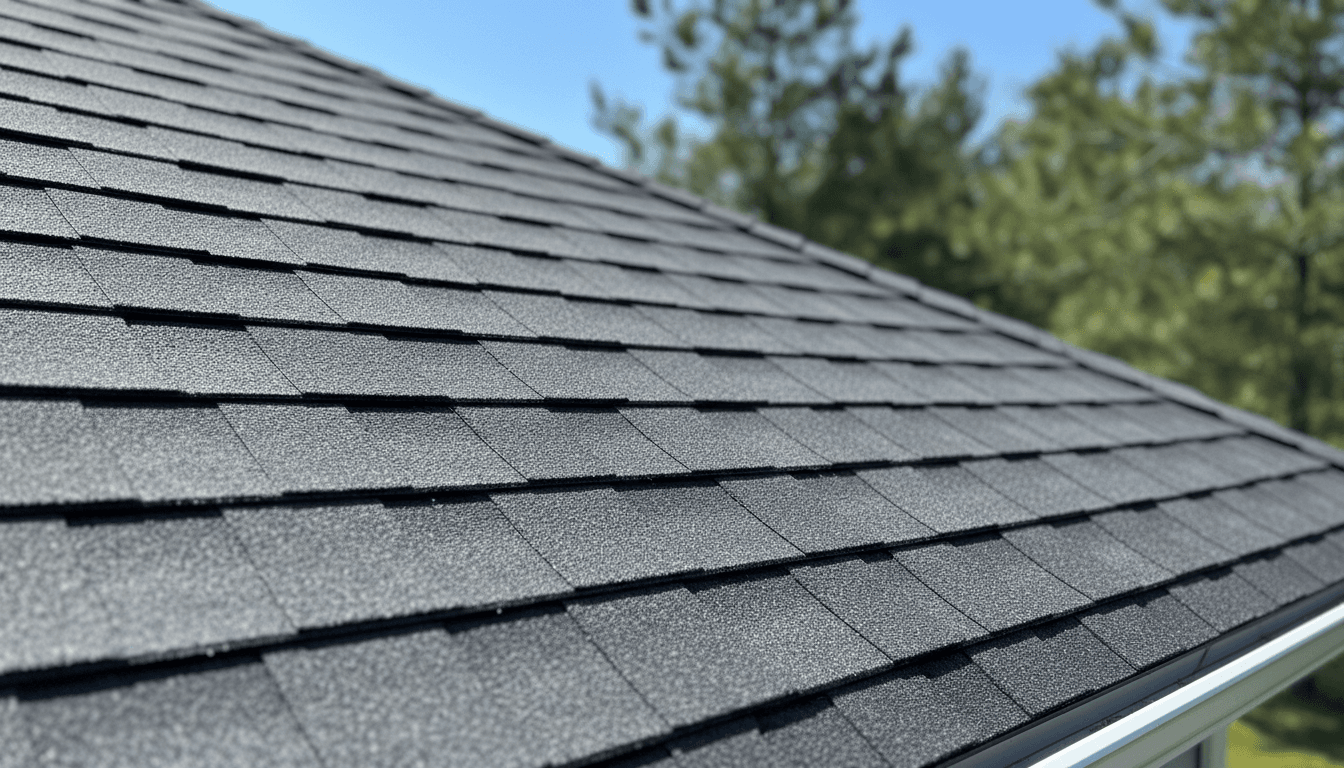 Close-up of clean roof edge with pristine shingles after soft washing in Northern Michigan